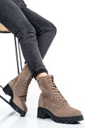 GHETE DAMA PIELE NATURALA INTOARSA TAUPE VB083201
