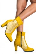 BOTINE DAMA PIELE NATURALA INTOARSA GALBENE 7S7771