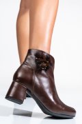 BOTINE DAMA CU TOC MIC PIELE NATURALA MARO INCHIS 7S7725