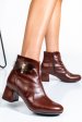 Botine dama cu toc mic piele naturala maro 7s7725