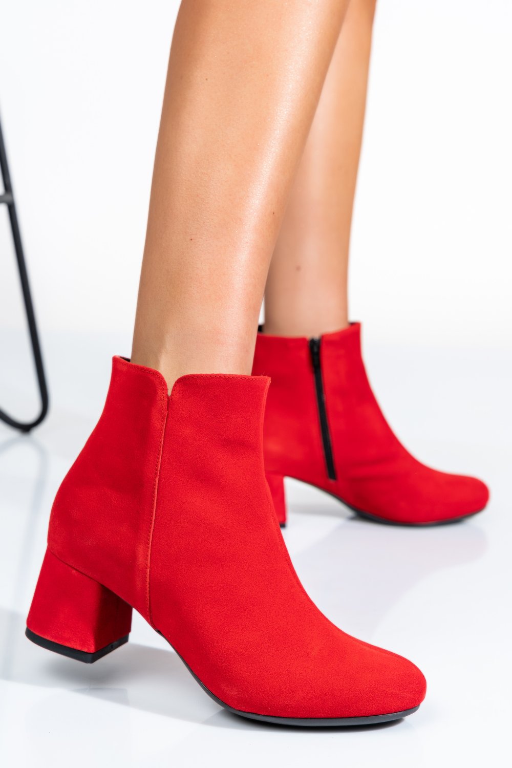 BOTINE DAMA PIELE NATURALA INTOARSA ROSII 7S7721