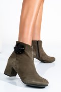 BOTINE DAMA CU TOC MIC PIELE NATURALA INTOARSA KHAKI 7S7725