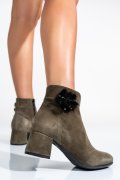 BOTINE DAMA CU TOC MIC PIELE NATURALA INTOARSA KHAKI 7S7725