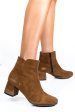 Botine dama piele naturala intoarsa maro 7s7721