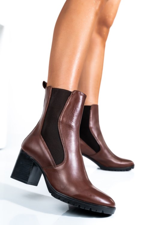 Botine dama captusite  piele naturala maro 2s77167