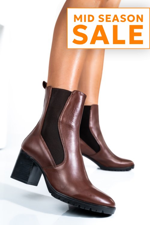 Botine dama captusite  piele naturala maro 2s77167