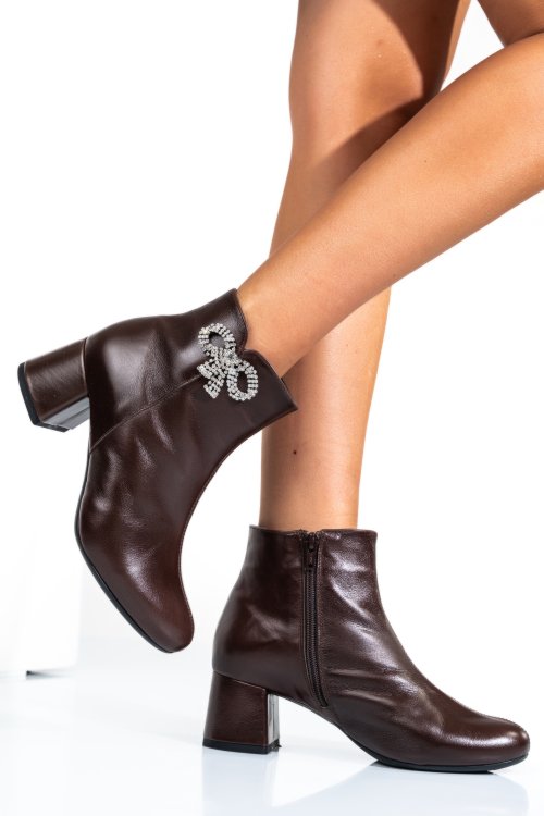 Botine maro inchis piele naturala 7s7733