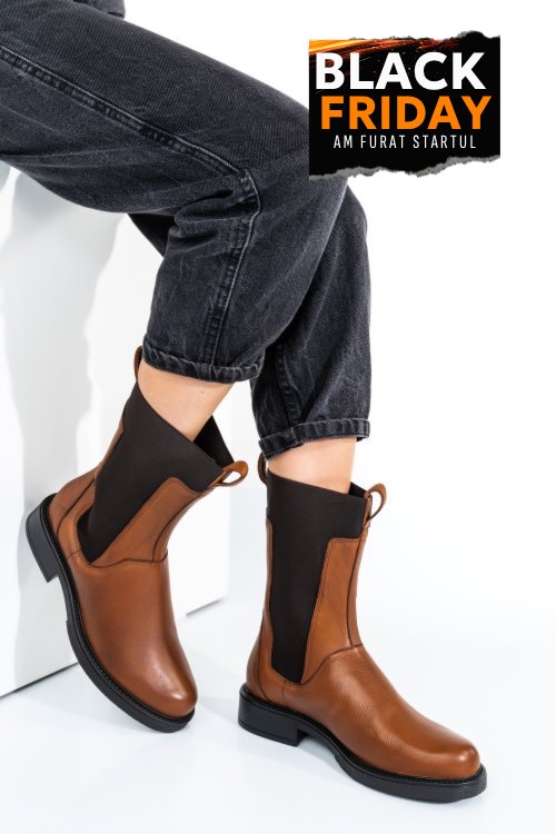 Ghete maro deschis piele naturala 7s77628