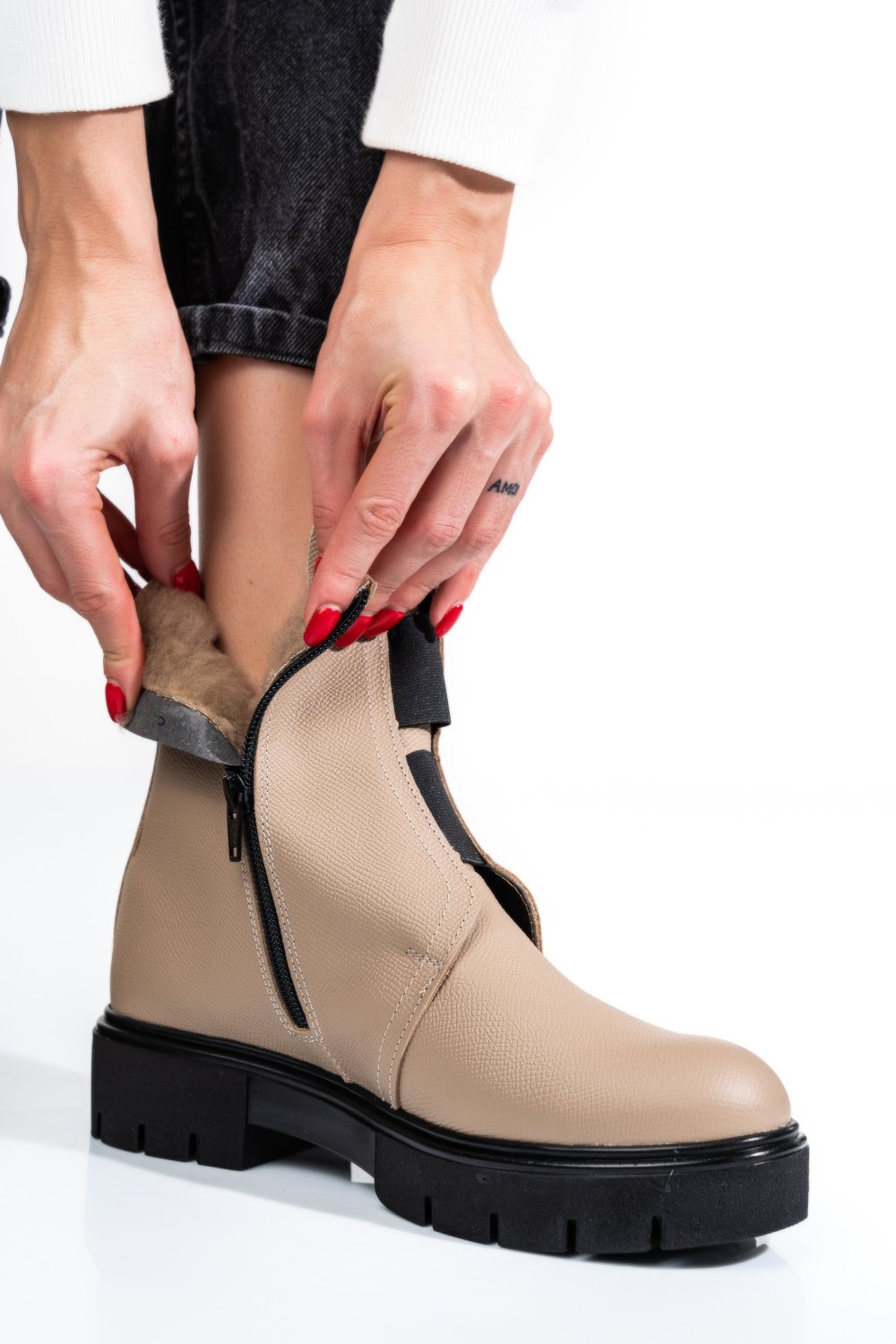 GHETE BEJ PIELE NATURALA 1S7770