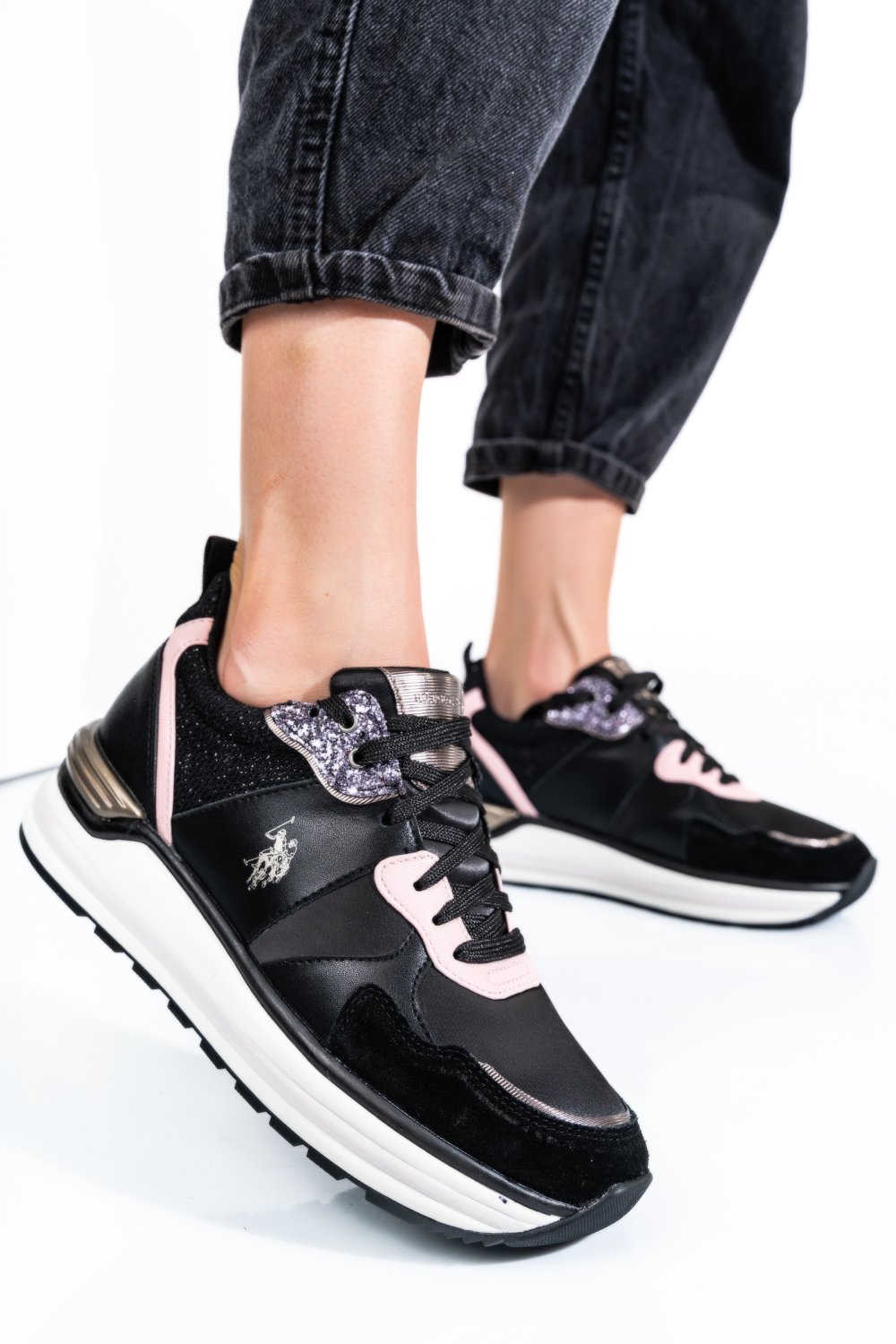 U.S. POLO ASSN, PANTOFI SPORT BLACK PINK OPHRA006