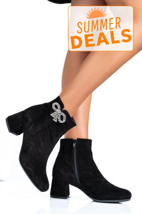 Botine dama piele naturala intoarsa negre 7s7733