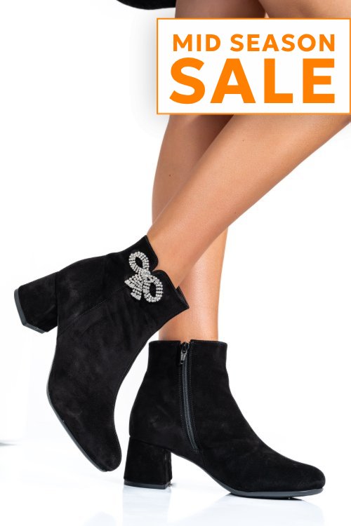 Botine dama piele naturala intoarsa negre 7s7733