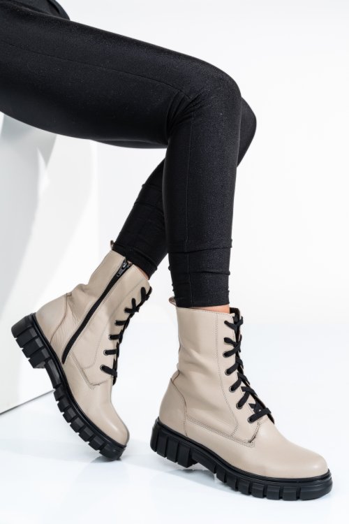 Ghete dama piele naturala crem 8s77620-a