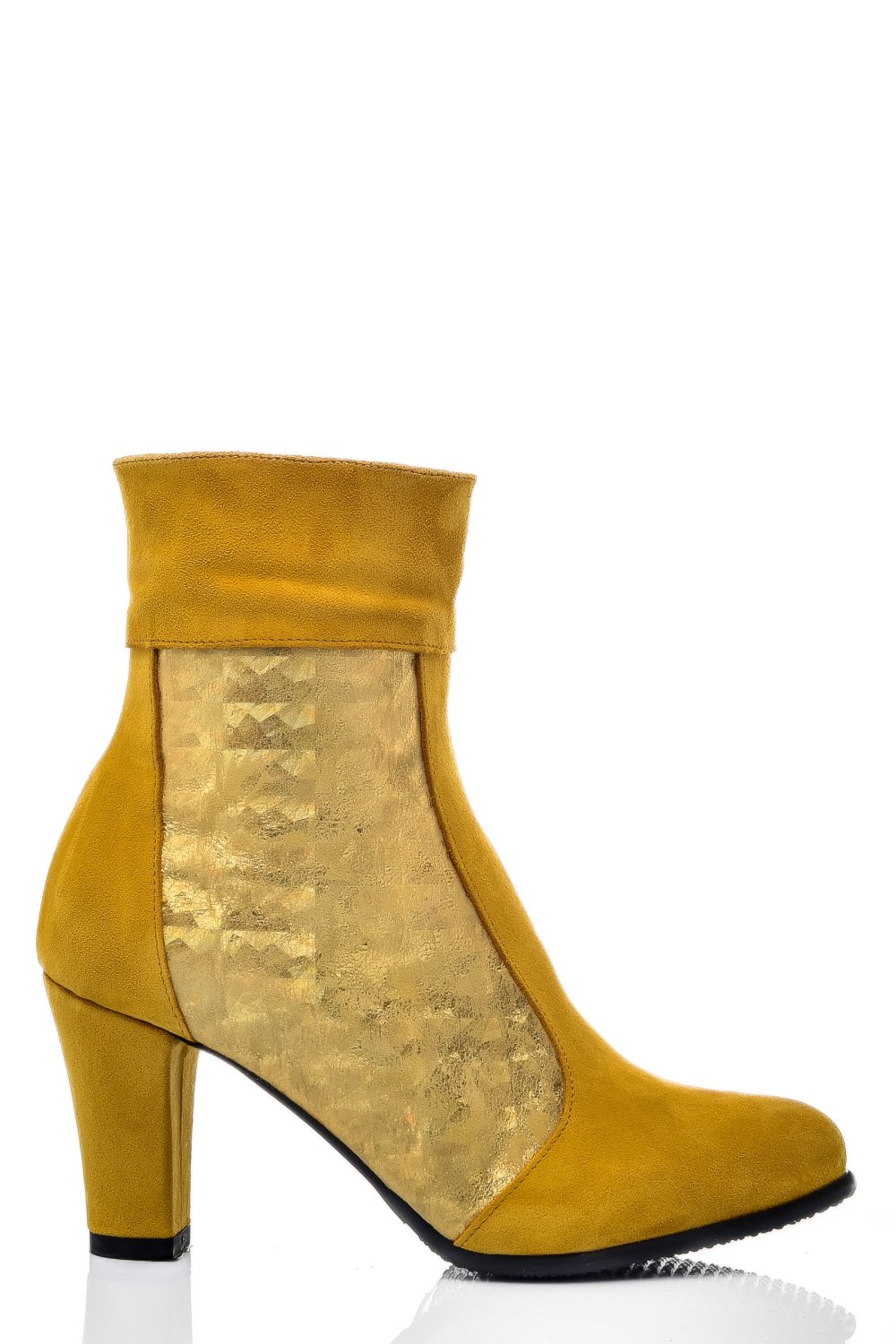 BOTINE DAMA PIELE NATURALA INTOARSA GALBENE 7S7771
