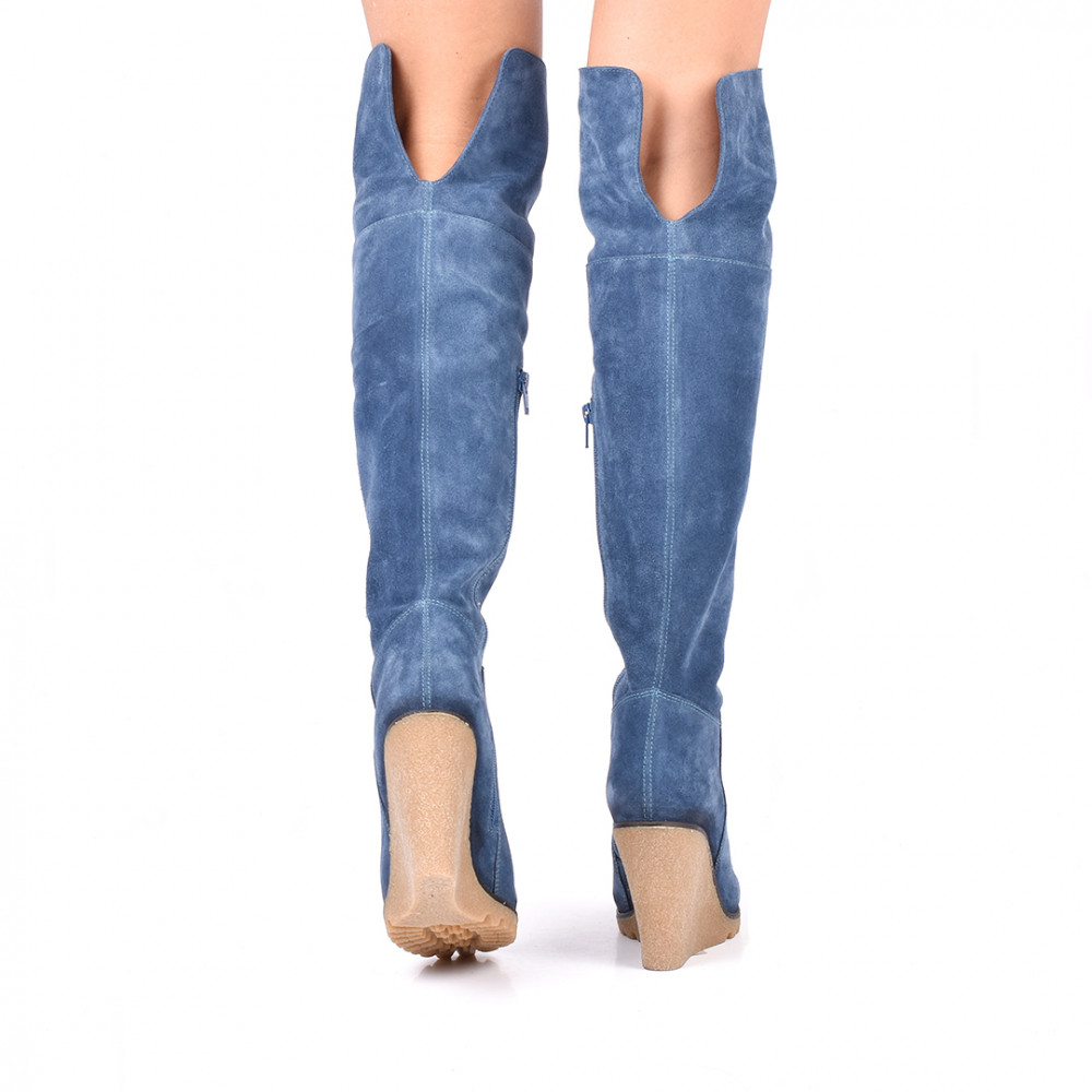 CIZME ALBASTRE PIELE NATURALA INTOARSA 5S779301