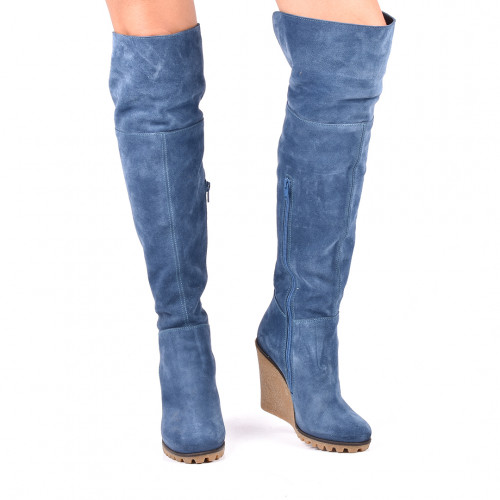Cizme albastre piele naturala intoarsa 5s779301