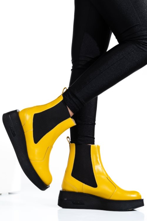 Ghete dama piele naturala galbene 2s7700