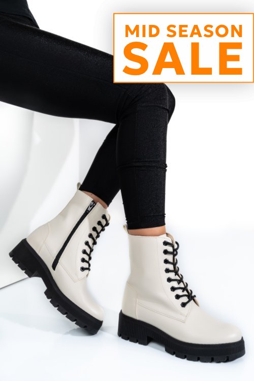 Ghete bej talpa neagra piele naturala 1s7730