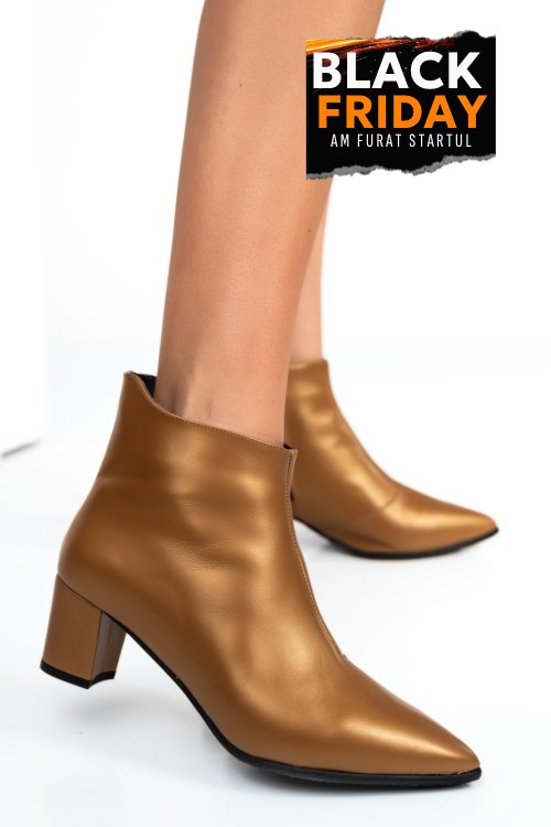 Botine dama piele naturala maro deschis 7s7723