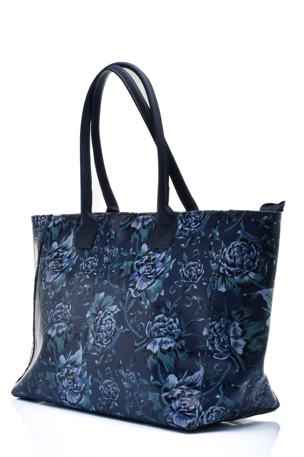 GEANTA ALBASTRU FLORAL PIELE NATURALA 2023-007