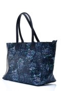 GEANTA ALBASTRU FLORAL PIELE NATURALA 2023-007