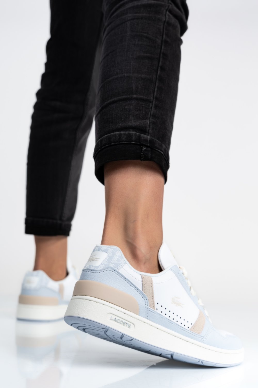 LACOSTE, T-CLIP 223 2 SFA PANTOFI SPORT WHITE BLUE PIELE NATURALA 746SFA00571T5