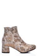 BOTINE DAMA CU TOC MIC PIELE NATURALA BEJ AURIU 7S7772