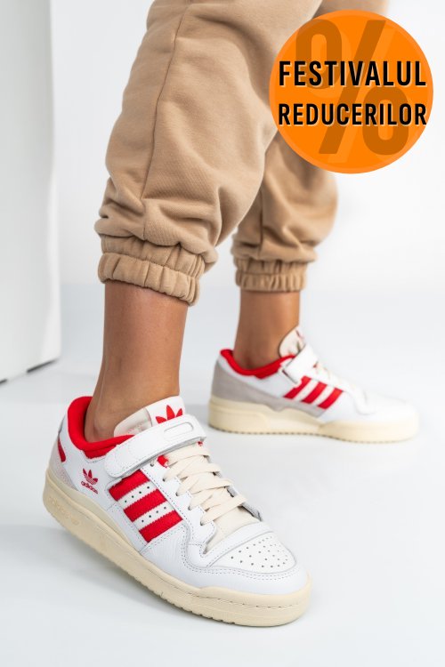 Adidas forum low 84, pantofi sport white red