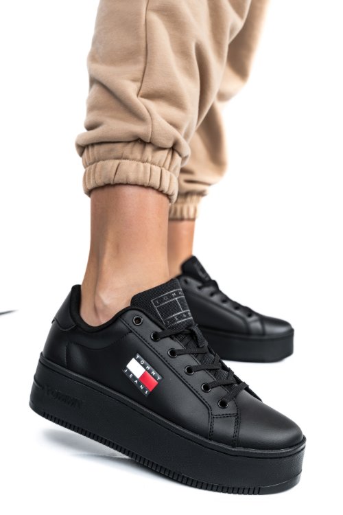 Tommy jeans tjw flatform ess, pantofi sport black