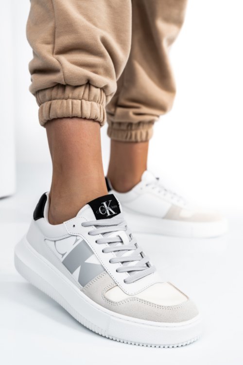 Calvin klein jeans ck chunky cupsole laceu, pantofi sport white beige