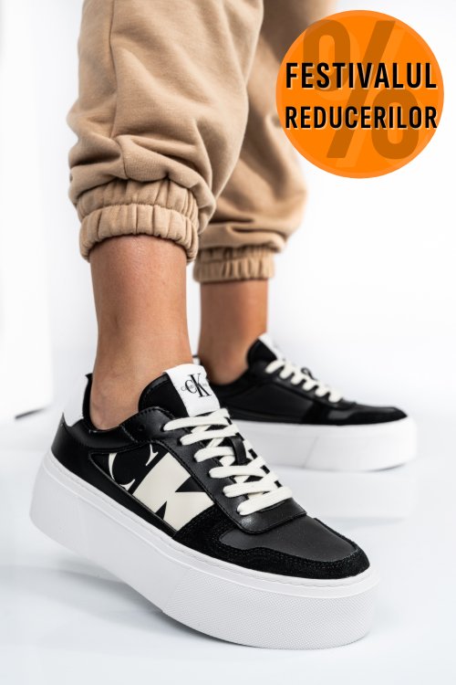 Calvin klein jeans ck cupsole flatform mix, pantofi sport black