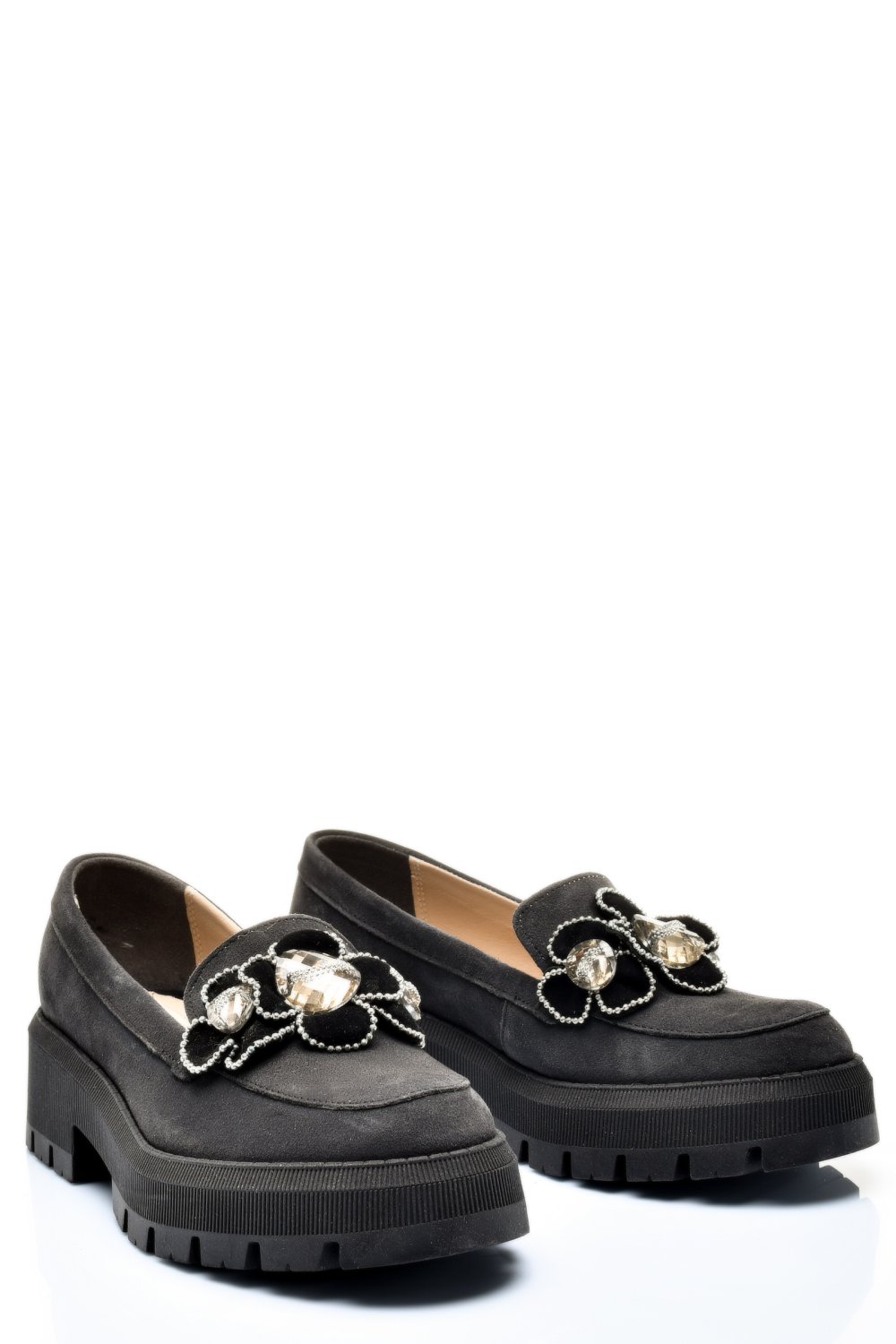 MOCASINI GRI INCHIS PIELE NATURALA INTOARSA 2S7723