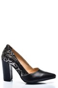 PANTOFI NEGRU ARGINTIU PIELE NATURALA 1S77985