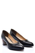 PANTOFI NEGRI FLORAL PIELE NATURALA 1PC507