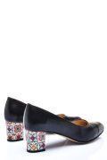 PANTOFI NEGRI FLORAL PIELE NATURALA 1PC507