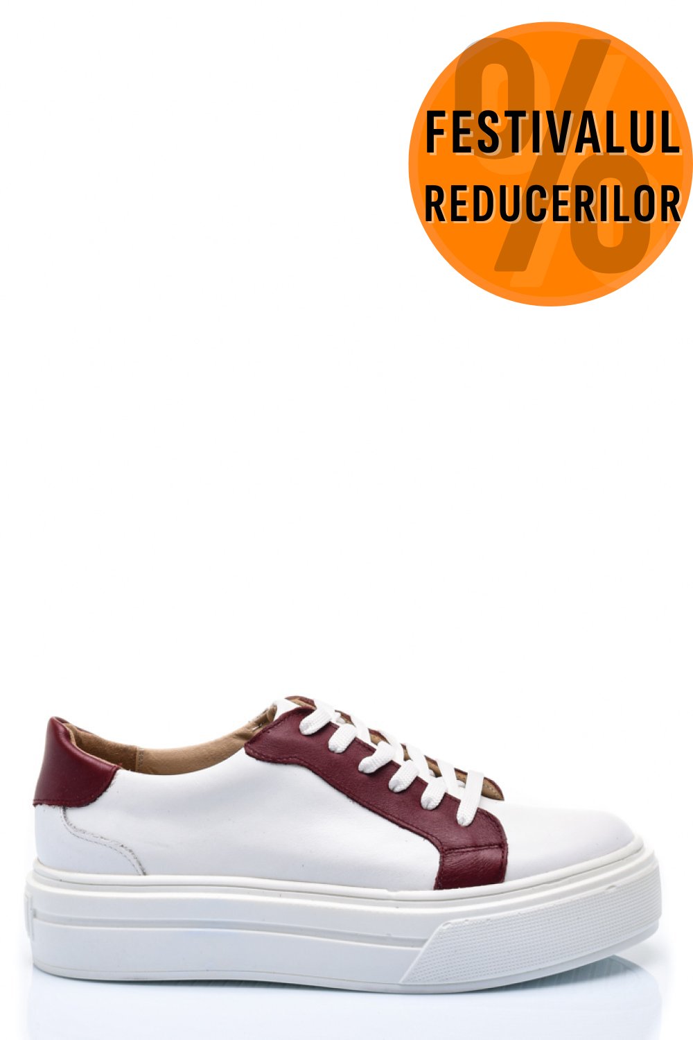 PANTOFI SPORT DAMA PIELE NATURALA ALB VISINIU 3S77001