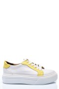 PANTOFI SPORT FEMEI PIELE NATURALA ALB GALBEN 3S77005B