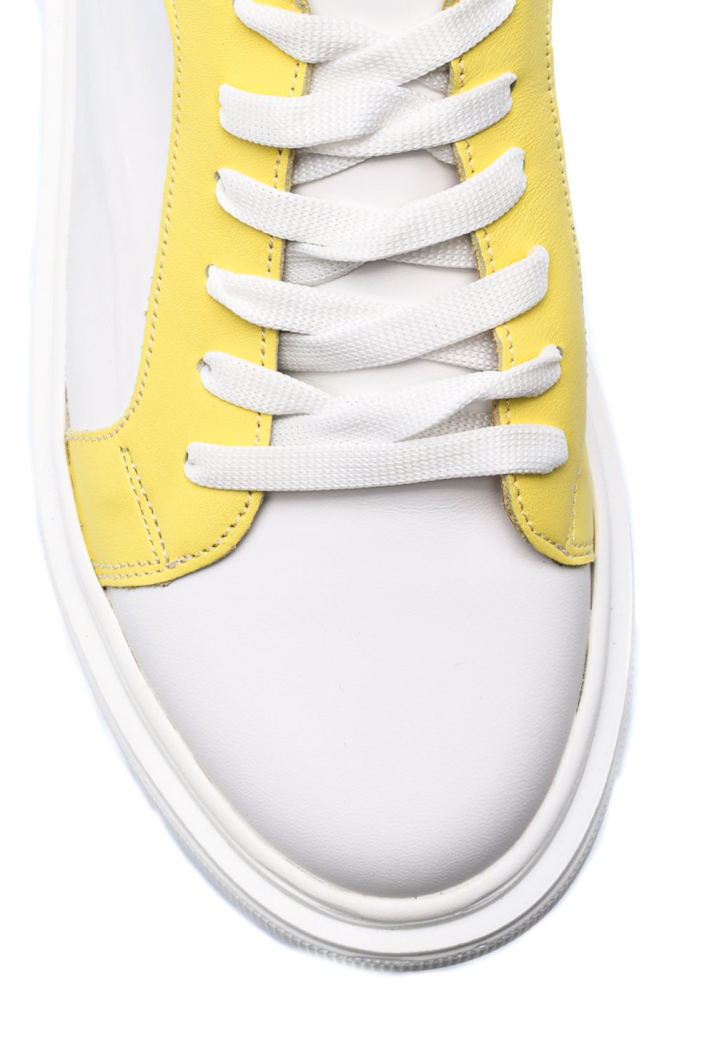 PANTOFI SPORT FEMEI PIELE NATURALA ALB GALBEN 3S77005B