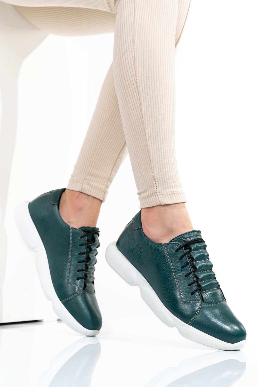 PANTOFI SPORT VERZI PIELE NATURALA 1S7768