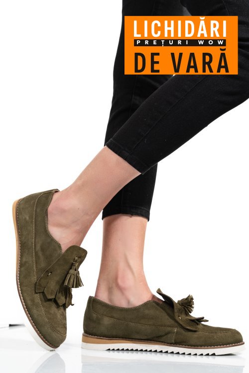 Mocasini verzi piele naturala intoarsa 2s7735
