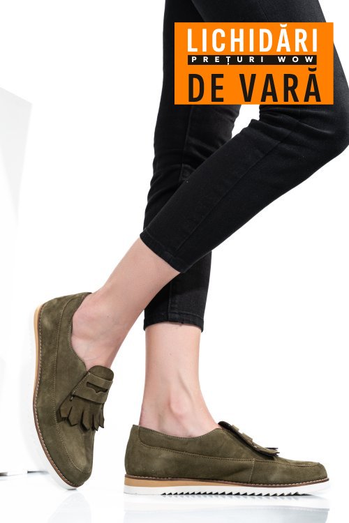 Mocasini verzi piele naturala intoarsa 2s7737