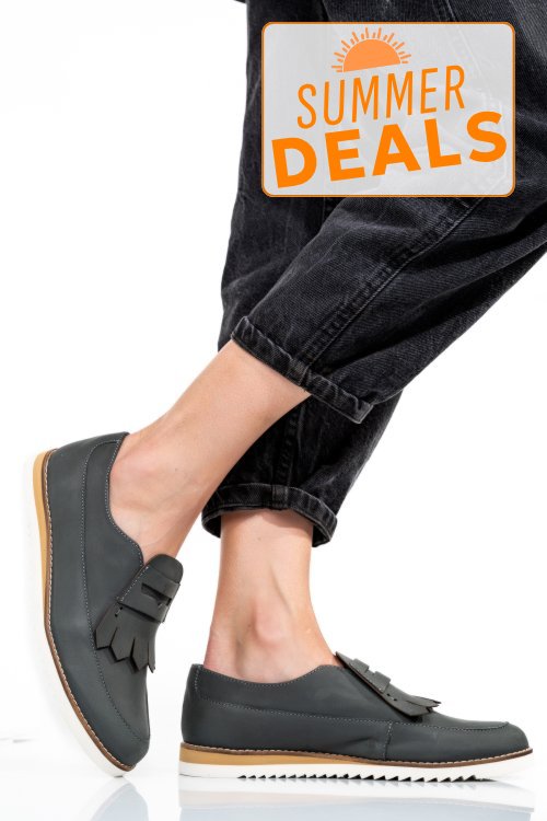 Mocasini gri piele naturala 2s7737