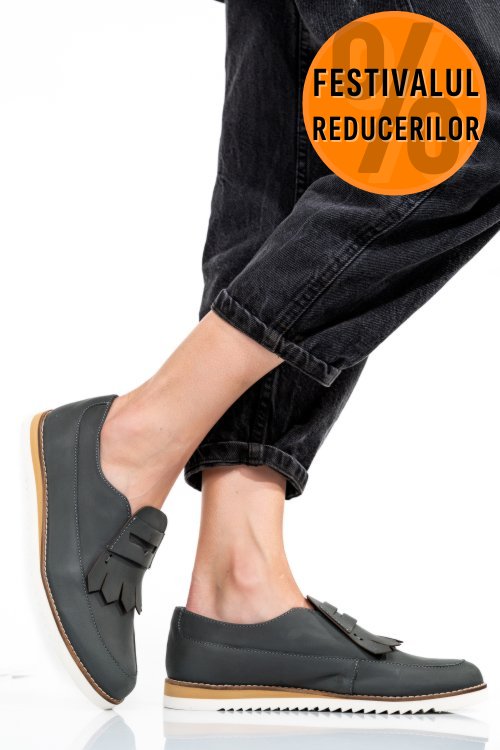 Mocasini gri piele naturala 2s7737