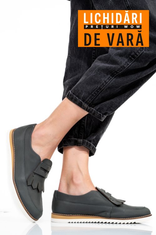 Mocasini gri piele naturala 2s7737
