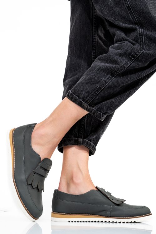 Mocasini gri piele naturala 2s7737