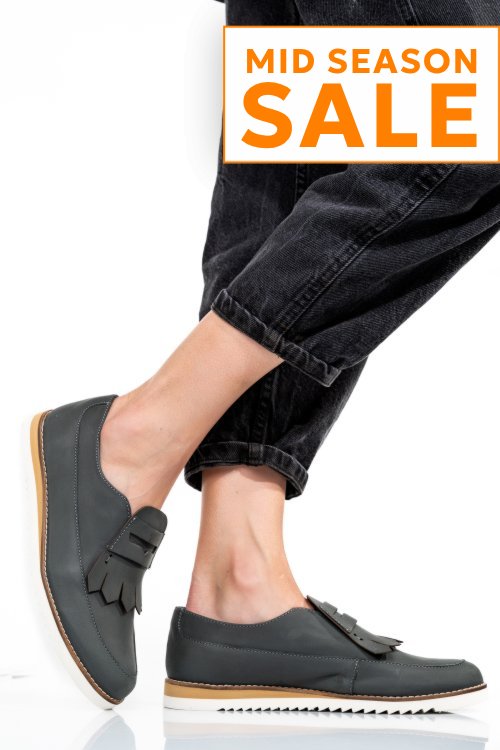 Mocasini gri piele naturala 2s7737