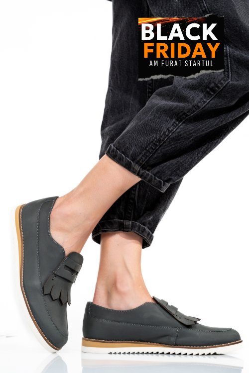 Mocasini gri piele naturala 2s7737
