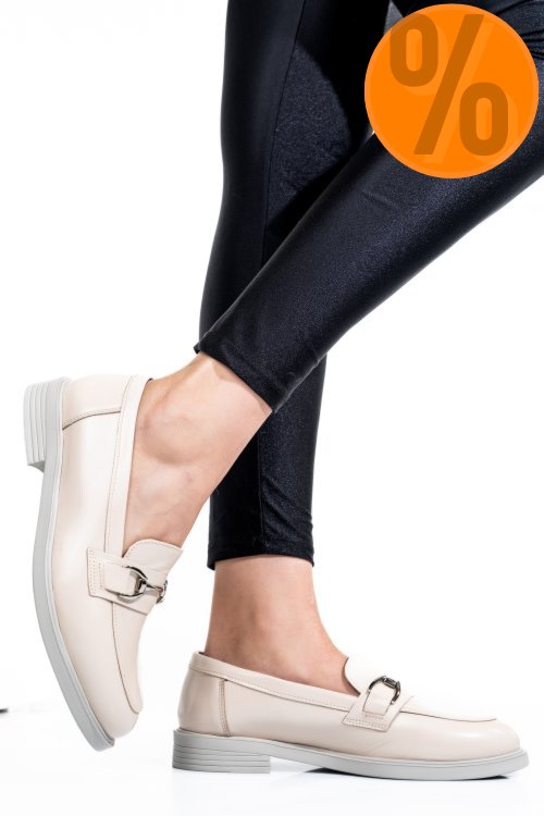 Pantofi bej piele naturala lacuita 2s7741606anpk