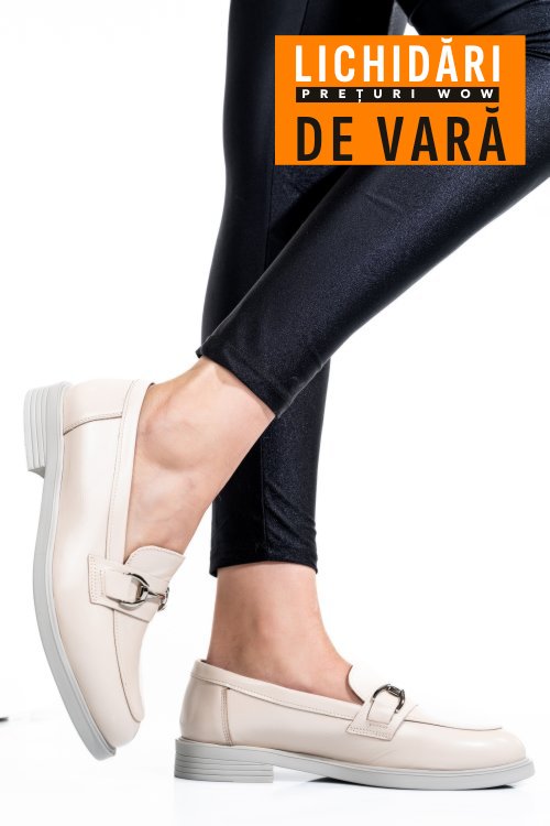 Pantofi bej piele naturala lacuita 2s7741606anpk