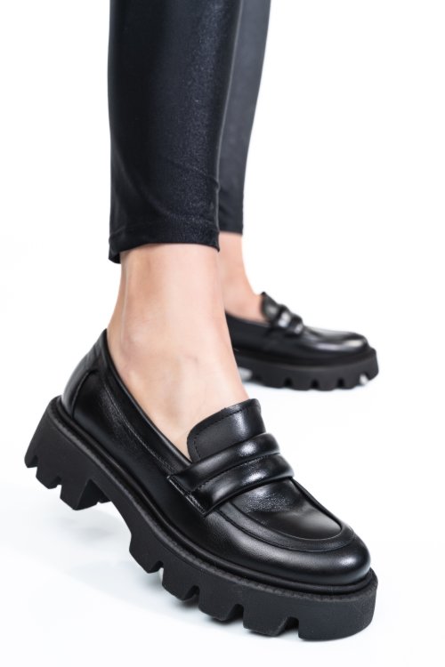 Mocasini black piele naturala 3s7799
